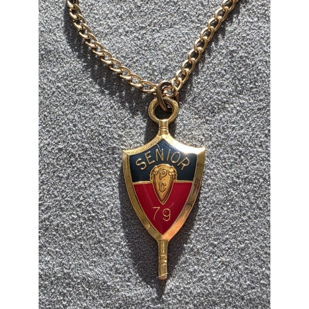 Vintage 1979 Jostens Senior Class Key Pendant Necklace Enamel GraduationVintage